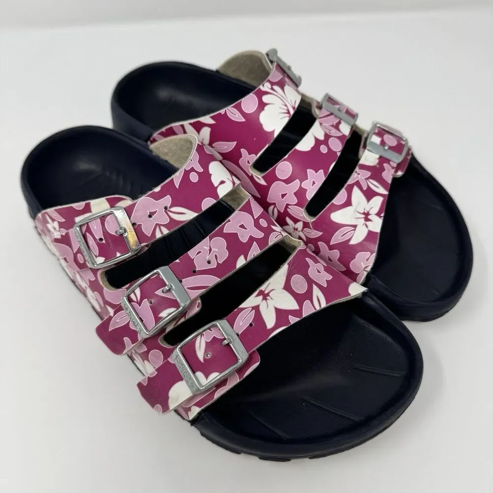 Birki’s by Birkenstock Sansibar Slide Sandal SZ 39 Floral 3 Strap Buckle Pool